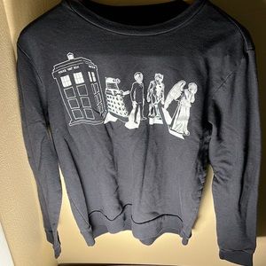 Dr Who Mens TARDIS and Doctors Foes Crewneck Sweatshirt Color Black Size Medium